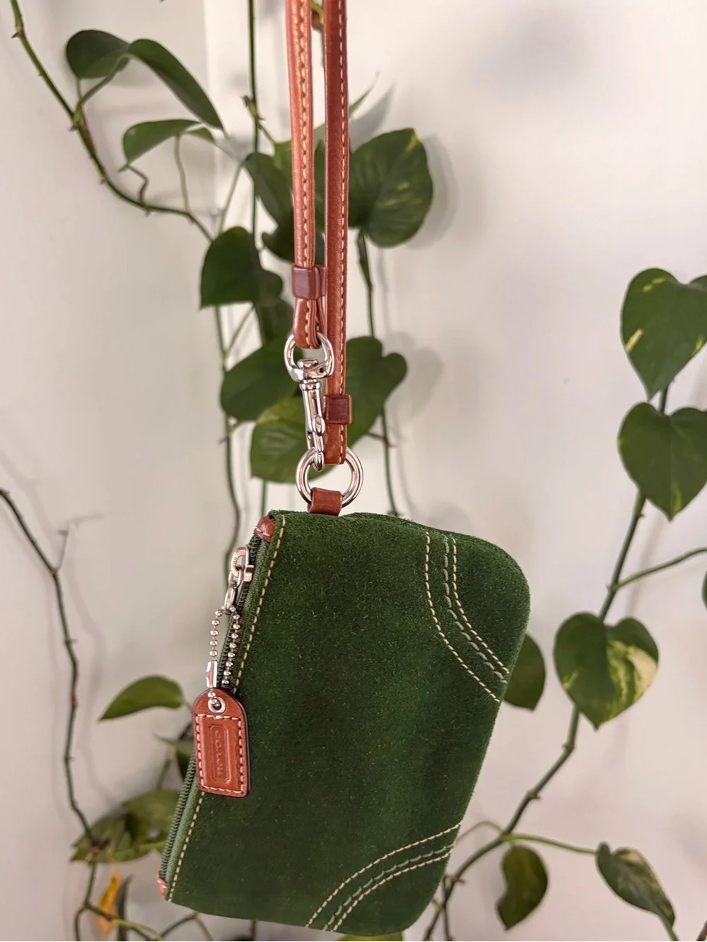 Coach Green Suede Wristlet